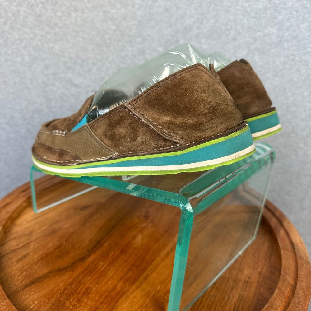 Ariat Cruiser Brown Suede Canvas Slip On Loafers Teal Lime Green Womens 7.5 - Picture 4 of 8